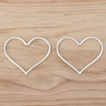 

10 Pieces Large Open Heart Charms 2 Sided for Jewellery Making 44x37mm