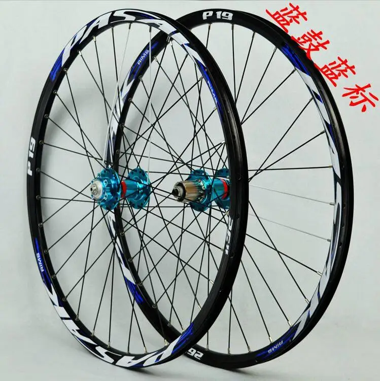 MTB 26/27.5/29 Inch Mountain Bike Wheelset Jiuyu 041042 Bearing Palin Off-road Bicycle Wheel Rim - Цвет: 26 blue hub blue