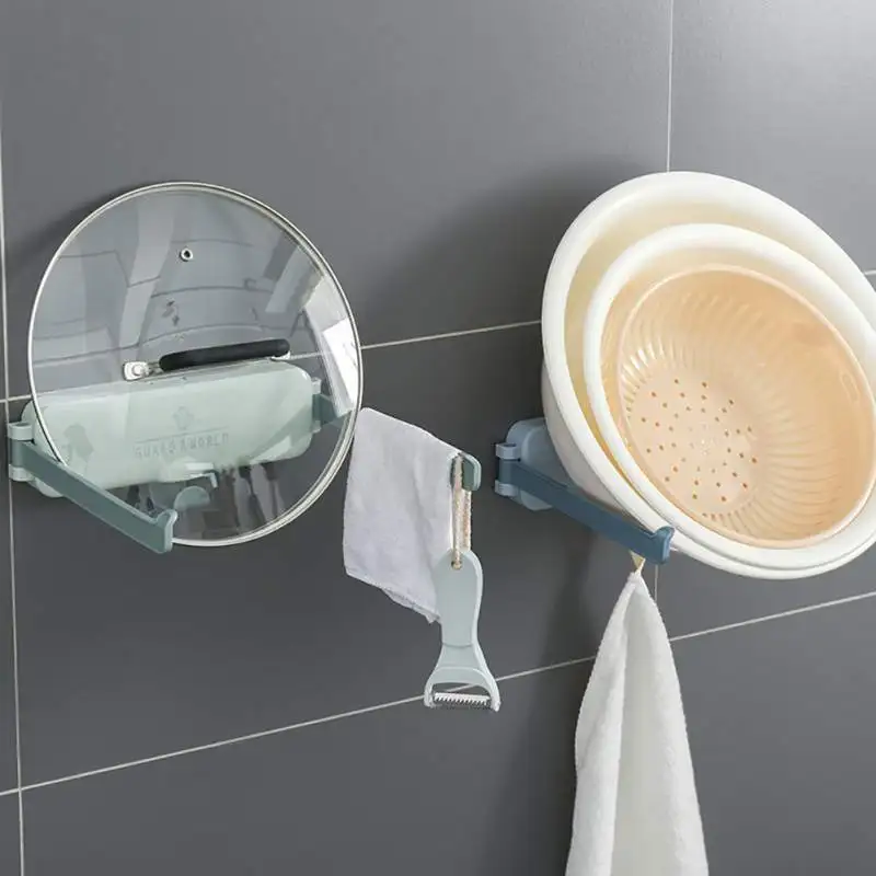 Nail-free Wall-mounted Multifunctional Folding Washbasin Rack Bathroom Hanging Racks Wall Mounted Storage Shelf