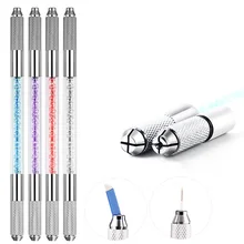 20 шт двуглавый Кристалл акриловая Татуировка ручка-держатель игл постоянный макияж с микроволокном ручка для 3D бровей губ Flex/круглые иглы