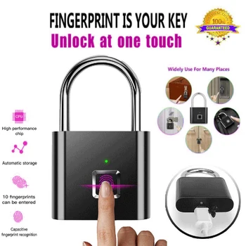 

Luggage Lock Keyless Padlock USB Rechargeable Portable Security Safety