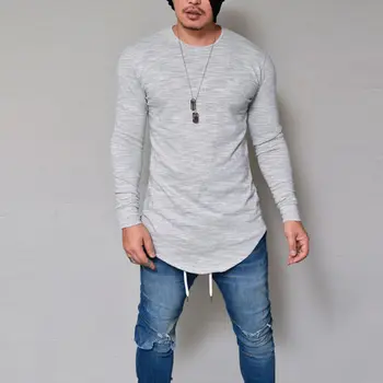 

THEFOUND Autumn winter New Fashion T SHIRT Men Long Sleeved Men's Tees Slim fit Round O-Neck Pure Color T-shirt Size S-3XL
