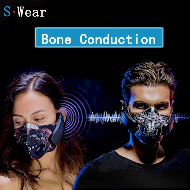 Wireless Rechargeable Smart BT4.0 Headphone Mask Haze Dust Resistant Music Bone Conduction Headphone Anti-pollution Sports Mask