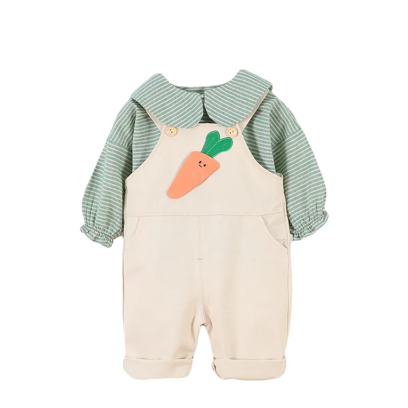 

Baby Girls Boys Turn-down Collar T-Shirt Pants 2pcs/Set Fashion Kid Casual Tracksuits Spring Autumn Children Cotton Clothes Set