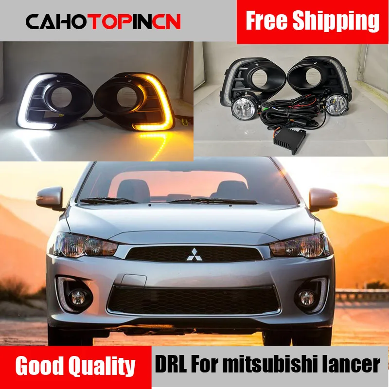 

1Pair Fog lamp For Mitsubishi Lancer 2016 2017 2018 2019 12V LED Daytime Running Light DRL Lamp with yellow signal style relay
