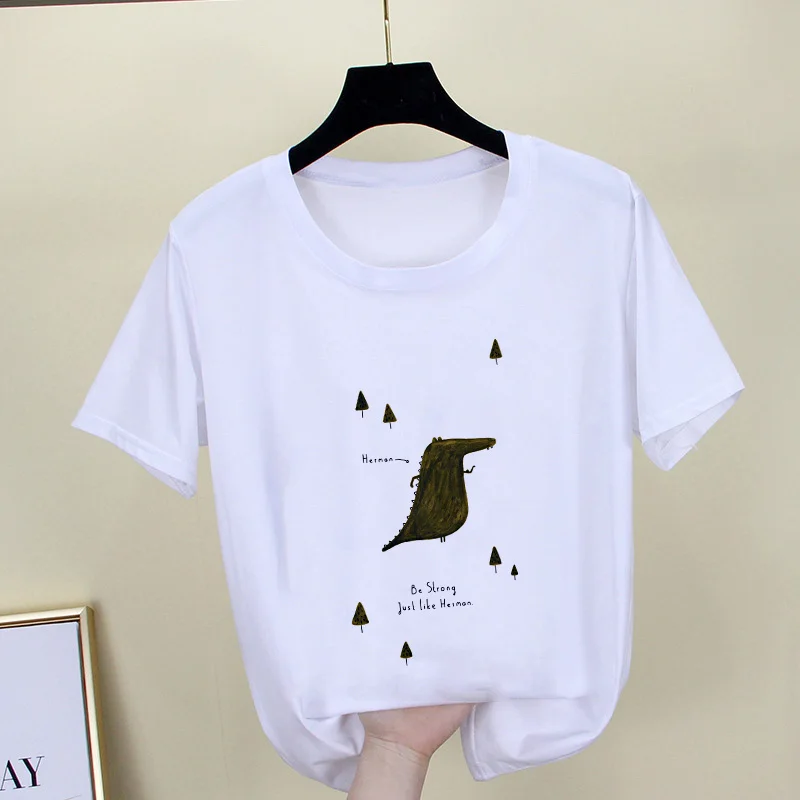 Футболка женская с принтом крокодила милая забавная белая рубашка животным в