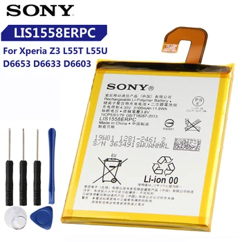 

Original Replacement SONY Battery LIS1558ERPC For Sony Xperia Z3 D6653 D6633 L55T L55U D6603 Genuine Phone Battery 3100mAh