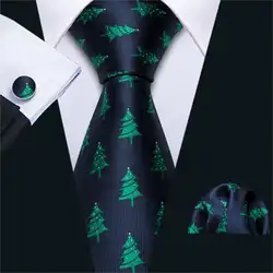 Темно-синие рождественские галстуки для мужчин, шелковый галстук, носовой платок, набор, Barry.Wang, жаккардовый тканый модный дизайнерский