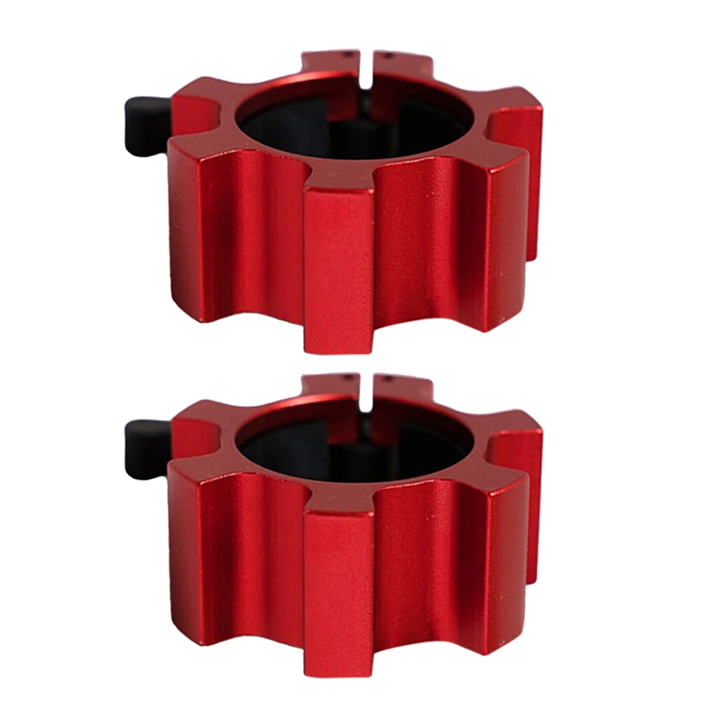 2pcs Solid Dumbbell Clamp Collars Barbell Spin Lock Gym Weight Bar Clip Red