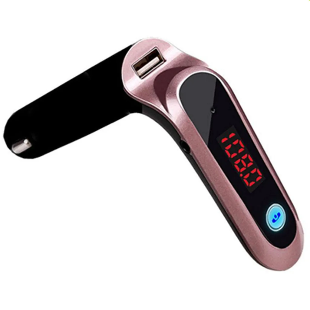 ЖК-автомобиль FM USB передатчик порт зарядки для смартфона автомобиля MP3 Bluetooth плеер автомобильное зарядное устройство# LR25 - Название цвета: Rose Gold