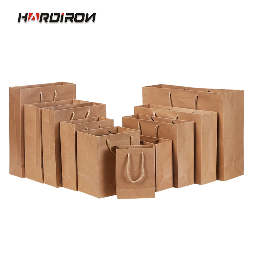 

Square Standing Kraft Composite Materials Pouches Clothing Daily commodity Gifts Cosmetics Shopping Kraft Bags with Handle