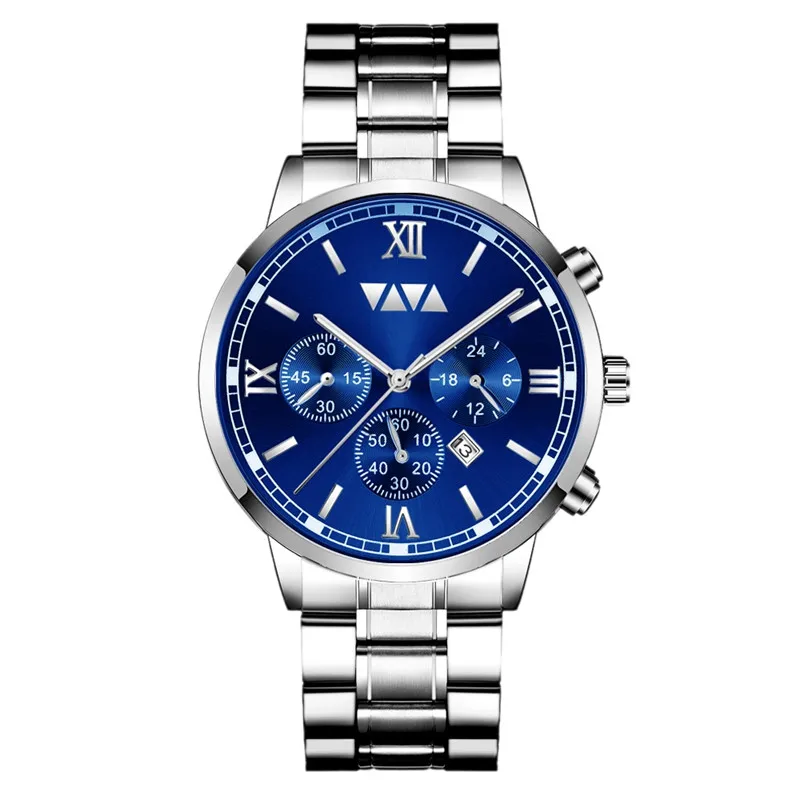 

Roman Scale Business Men Watch Stainless Steel Strap Date Display Watch Men Waterproof Second Dial Luxury Quartz Reloj Hombre
