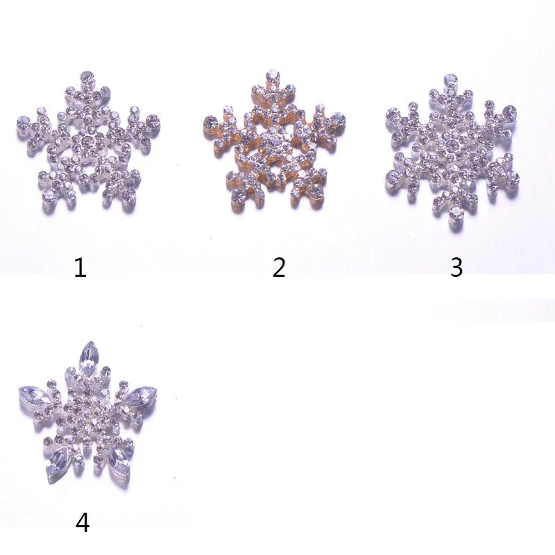 (L0737) wholesale 50 pcs free shipping 25mm snowflake rhinestone button flat back silver or rose gold plating | Дом и сад
