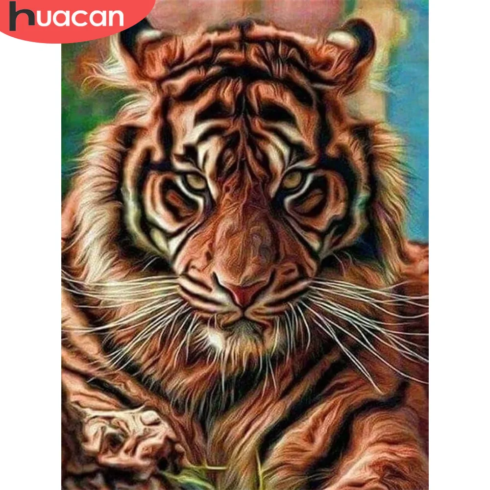 

HUACAN Diamond Embroidery Animals Painting Diamond Mosaic Tiger Cross Stitch Kit Diamond Painting Full Square Drill Sale