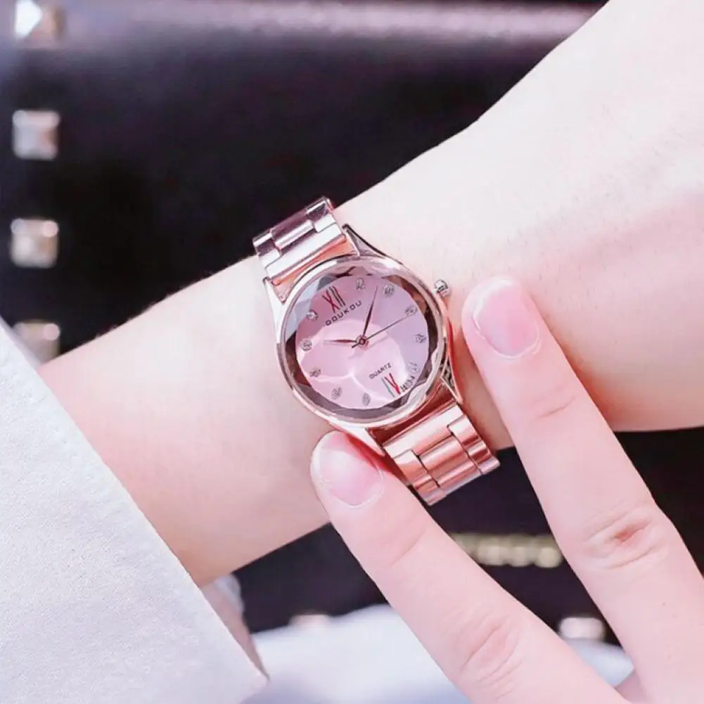 

Fashion Leisure Women Rhinestone Round Dial Stainless Steel Band Quartz Analog Watch relogio feminino montre femme 2019 New