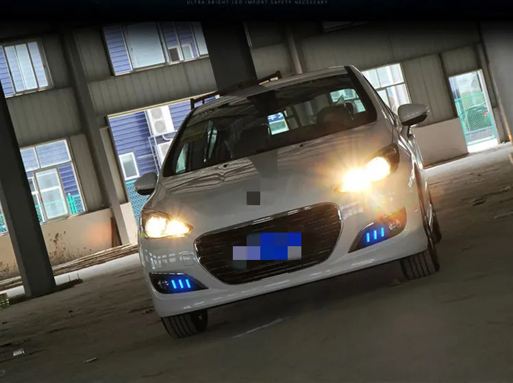 EOsuns led drl дневные ходовые огни для peugeot 308 2012- с динамическим движущимся желтым поворотным сигналом и синим ночным светом