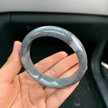 

Natural Burmese Jadeite 54-64mm Light Black Bracelet Elegant Princess Jewelry Send Mom to Girlfriend