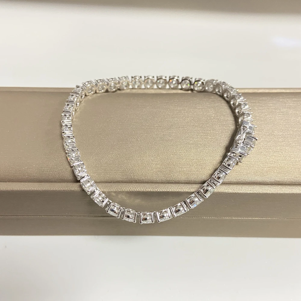 Fine Genuine 925 Sterling Silver Tennis Bracelet with 5mm Lab Created Diamonds 