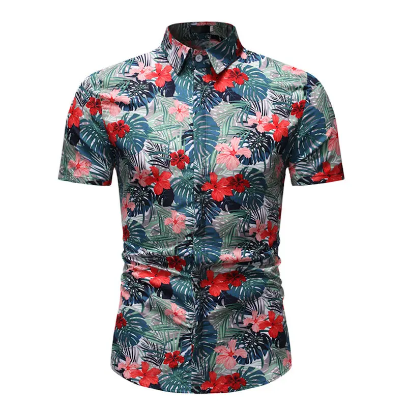 Летняя мужская рубашка, повседневная гавайская рубашка с коротким рукавом на пуговицах, гавайский принт, отложной воротник, Пляжная блузка, Camisa masculina - Цвет: Multi Color G
