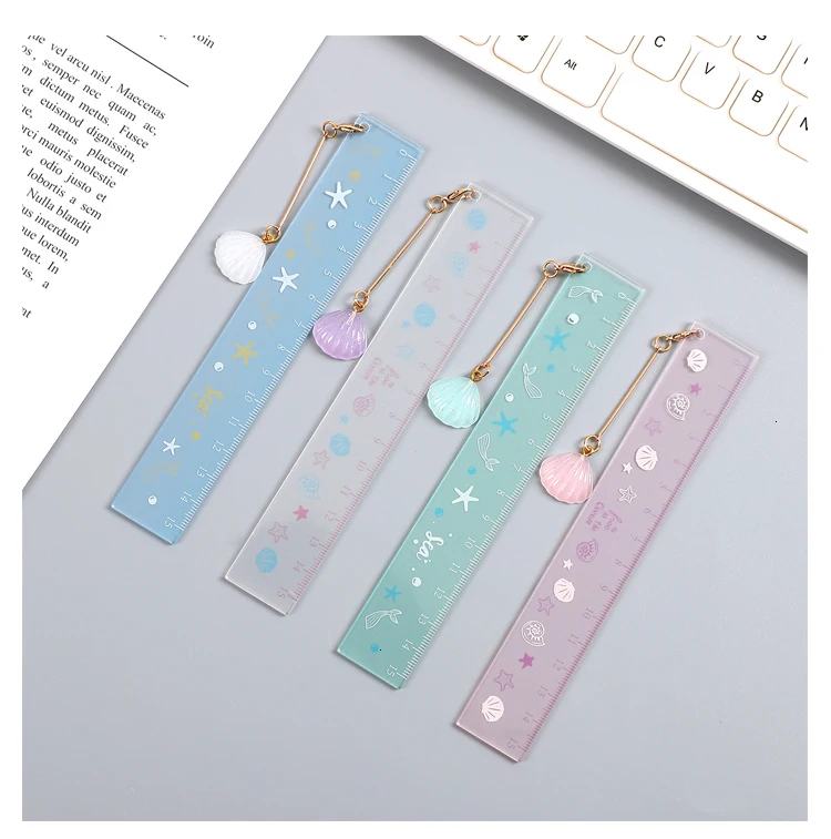 1pcs random Simple Style 15cm Transparent Acrylic Hanging Ruler Simple Ruler Square Ruler Cute Stationery Drawing Supplies