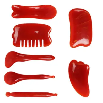 

7pcs Gua Sha Scraping Massage Tools Facial Body Resin Beeswax Scraping Boards Massage Health Care Set