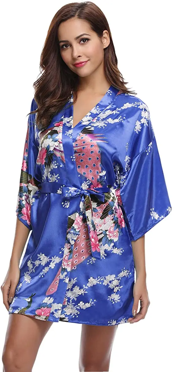 Silk Satin Wedding Robe Kimono Night Bathrobe For Women bride robes silk robe women sleepwear