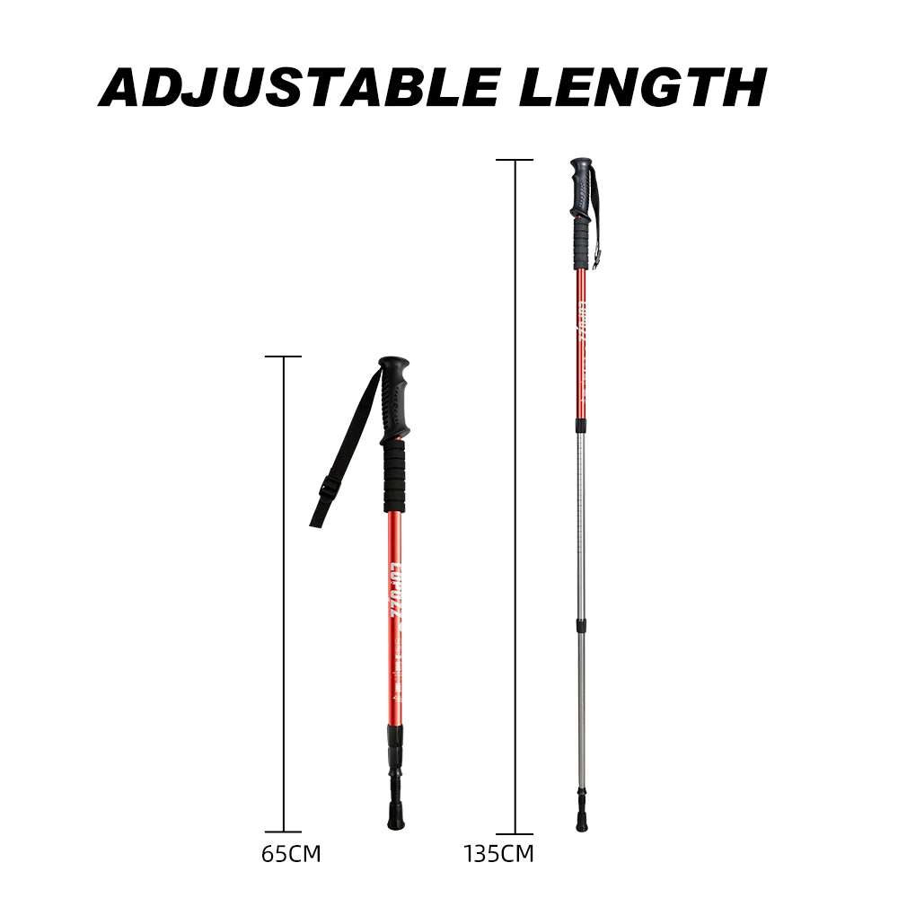 One Pair Hiking Camping Anti-Shock Walking Sticks Telescopic Trekking Poles Ultralight Walking Canes With Rubber Tips Protectors