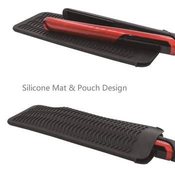 

2 Pack Heat Resistant Silicone Mat Pouch for Curling Iron,Hair Straightener,Hair Curling Wands,Hot Hair Tools (PURPLE & BLACK)