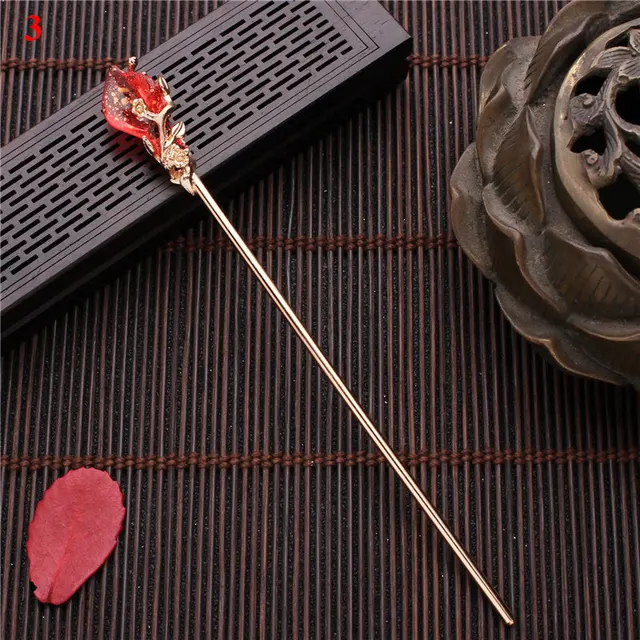 Vintage Chinese Style Hairpins Hair Stick Women Metal Glaze Hair Fork Hair Chopsticks Woman Jewelry Hair Clip Accessories 2021 3