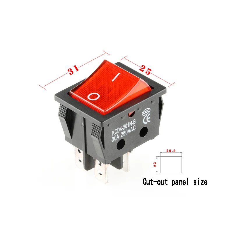 Power Switch 30A 250V 4 6 Pin ON-OFF Boat Rocker Switch Sterling Silver Contacts KCD4 with Led Indicator