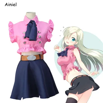 

Anime The Seven Deadly Sins Elizabeth Liones Cosplay Costume Nanatsu No Taizai Cosplay Pink Summer Top Skirts For Girl and Women