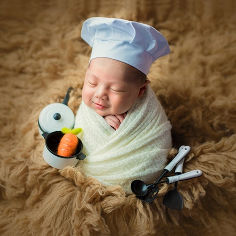 

New Chef Style Baby Photography Clothing Hat Cute Unisex Baby Photo Accessories D08C