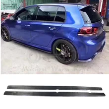 Автомобильные боковые юбки из углеродного волокна, фартуки для Volkswagen Golf 6 MK6 R20 2010-2013, автомобильный стикер, спойлер