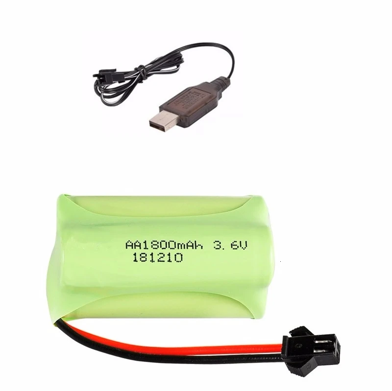 T модель) Ni-MH 3,6 v 1800mah батарея+ USB зарядное устройство для Rc игрушки автомобиль Танк Поезд Робот Лодка пистолет AA 3,6 v перезаряжаемый аккумулятор - Цвет: White