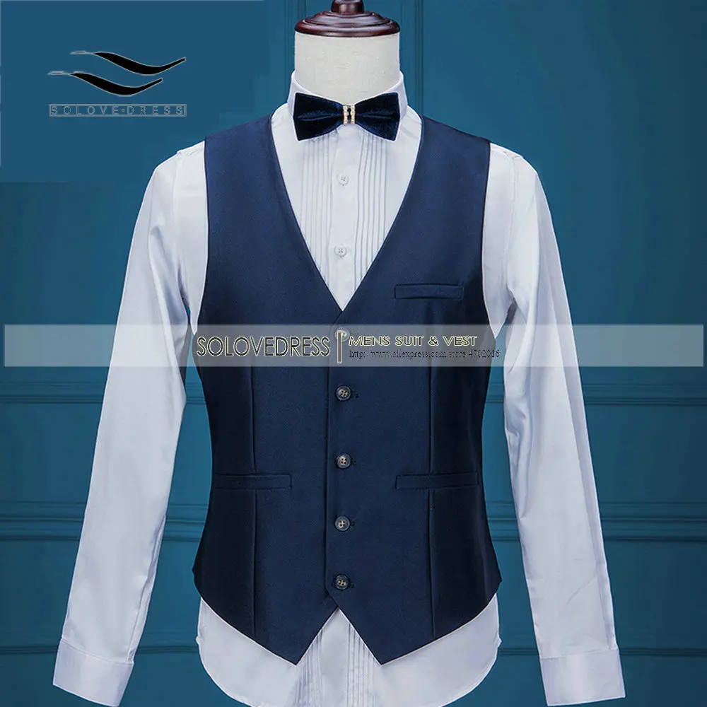 Solovedress, приталенный свадебный смокинг для жениха, смокинг для певицы, выпускной, мужской костюм, шаль с отворотом, 3 предмета, куртка, штаны, жилет, однотонная сценическая одежда M9