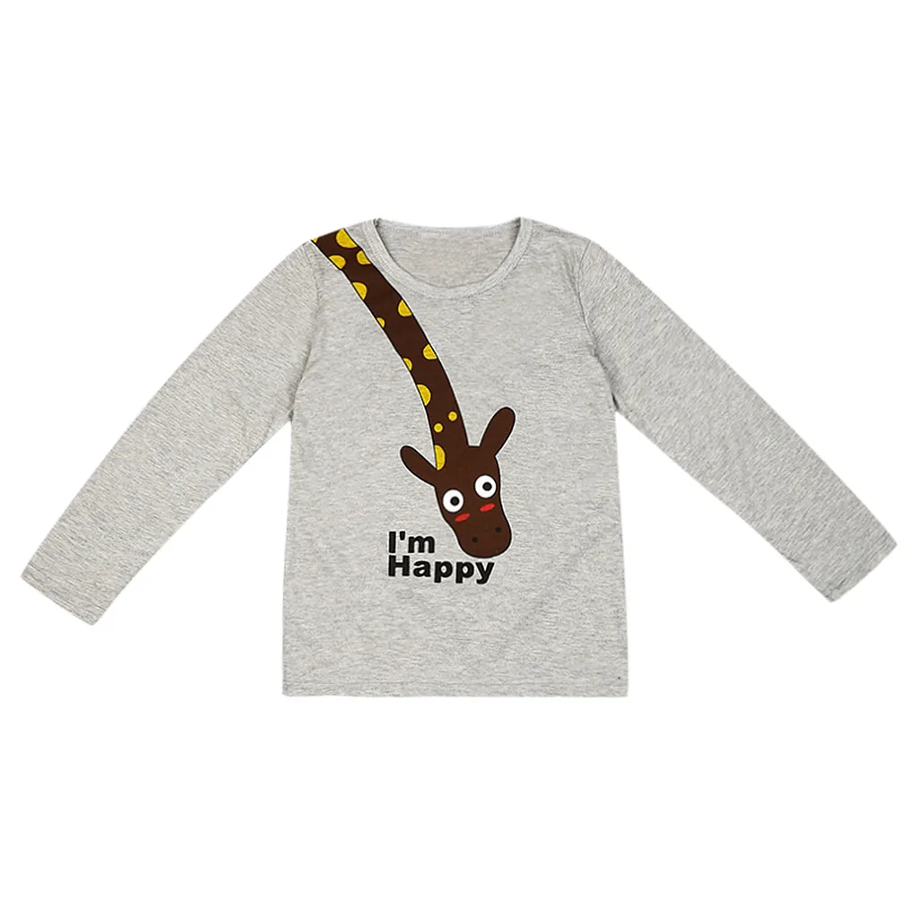 

Children Kids Boys Girls T Shirt Cartoon Letter Giraffe Tops Pullover Handsome Personality camisetas baby girl long sleeve tops