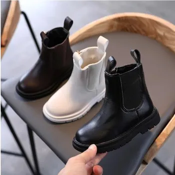 

Winter 2020 New Children's Martin Boots Solid British Style Boys' Small Leather Boots Girls' Fashionable Small Shoes Size 21-30