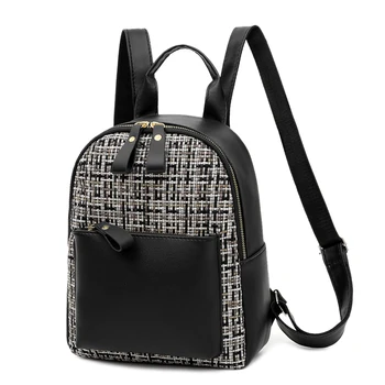 

Fashion Casual Backpack Classic Texture Delicate Creative Design Chic Women Bagpack PU Splicing Daily Multi-function Rucksack