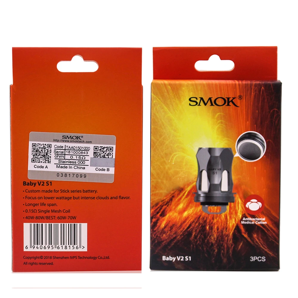 Оригинальная электронная сигарета SMOK TFV8 Baby V2 A1 A2 A3 S1 S2 K1 K4 версия 2 Octuple Core для
