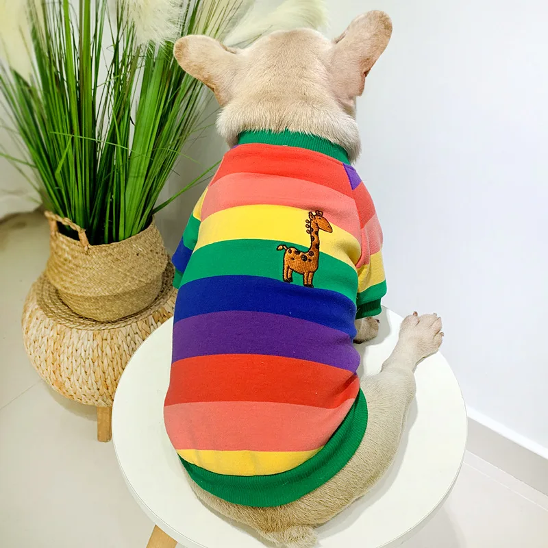 

Rainbow Giraffe Winter Fleece Dog Clothes for Small Dogs French Bulldog Thick Jacket Pet Sweater Xmas Costume for Dog Cat Coats
