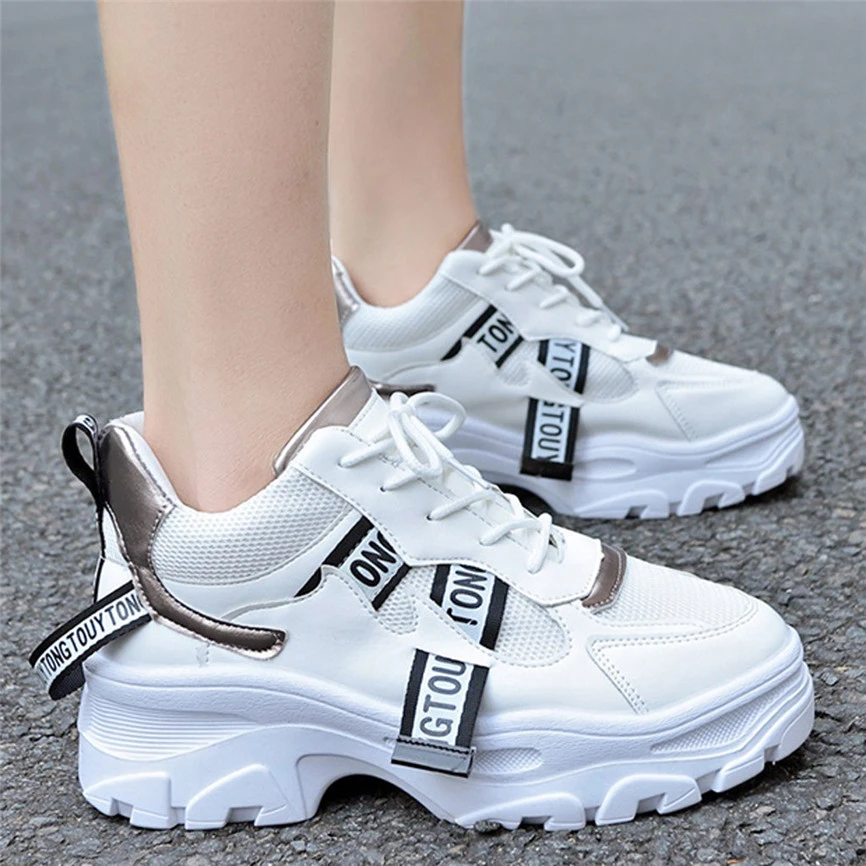 Zapatillas altas a la moda para mujer, botas tobilleras con plataforma para mujer, zapatos antideslizantes aumento de altura, zapatos para mujer 40| Zapatos vulcanizados de mujer| - AliExpress