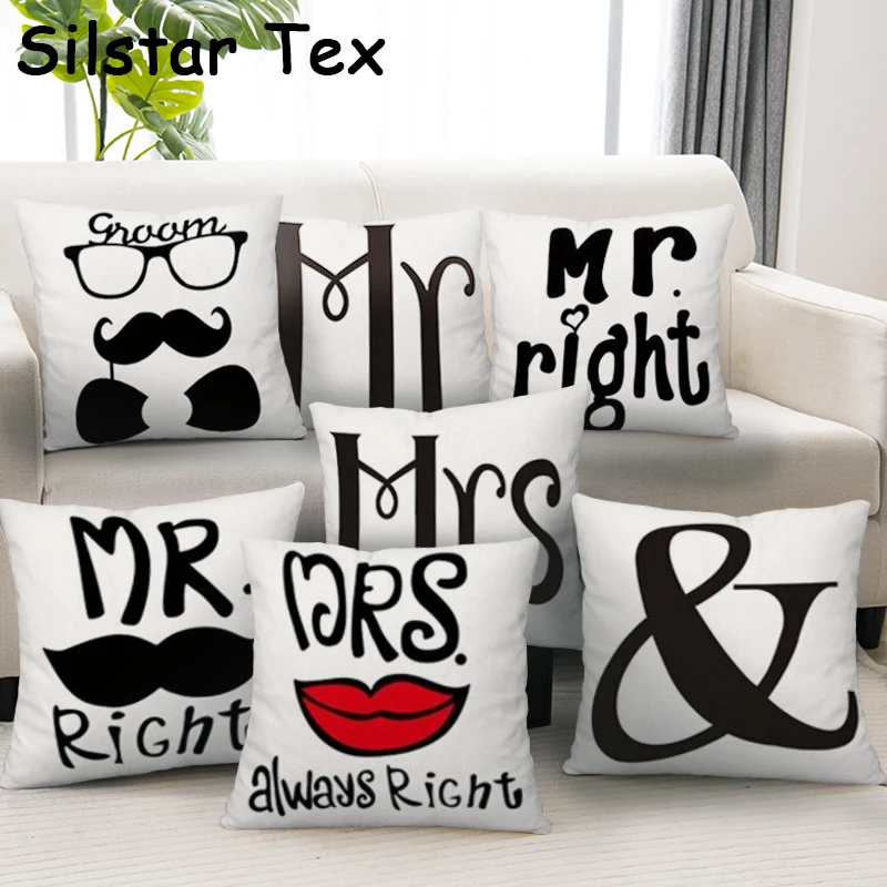 Наволочка для подушки Silstar Tex романтическое украшение с надписью Mr Mrs