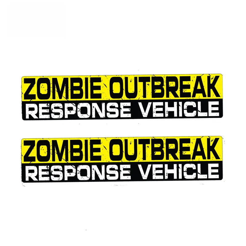 

2 X 15CM*3CM Warning ZOMBIE OUTBREAK RESPONSE VEHICLE Car Sticker PVC Creative Decal Waterproof Automobile Accessories
