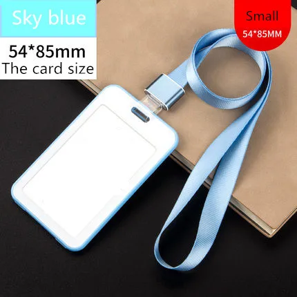Sky blue-vertical PP ID держатель карточек бизнес безопасности Чехол для пропуска на веревке держатель с шнурком офисные компании поставки держатель карты работы - Цвет: Sky blue-vertical
