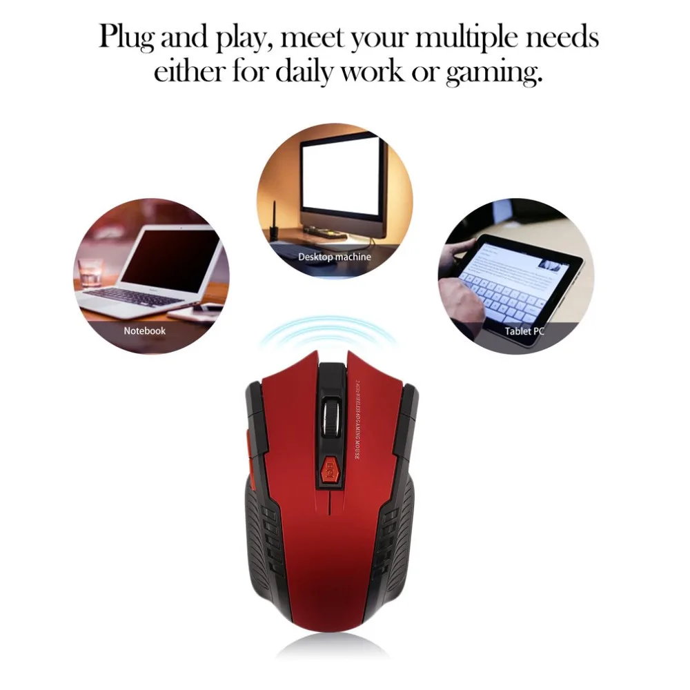 Бесшумный Беспроводной оптический Мышь кнопка отключения звука игровой Мышь для портативных ПК с USB 2,0 приемник 2,4 ГГц Беспроводной USB оптическая Мышь