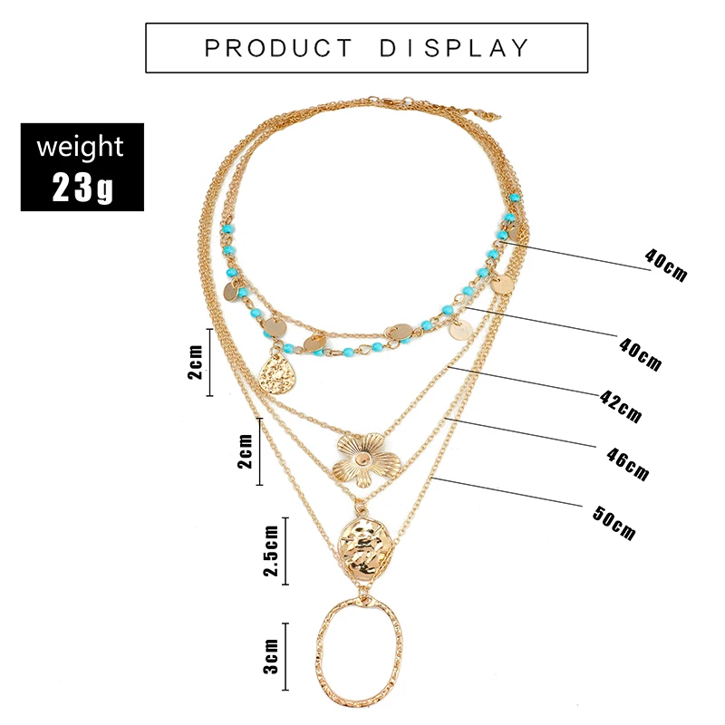 Tocona Boho золото геометрической формы в виде цветка, Цепочки и ожерелья Для женщин ювелирные изделия Винтаж многослойное Длинное колье цепочка, колье, 9045