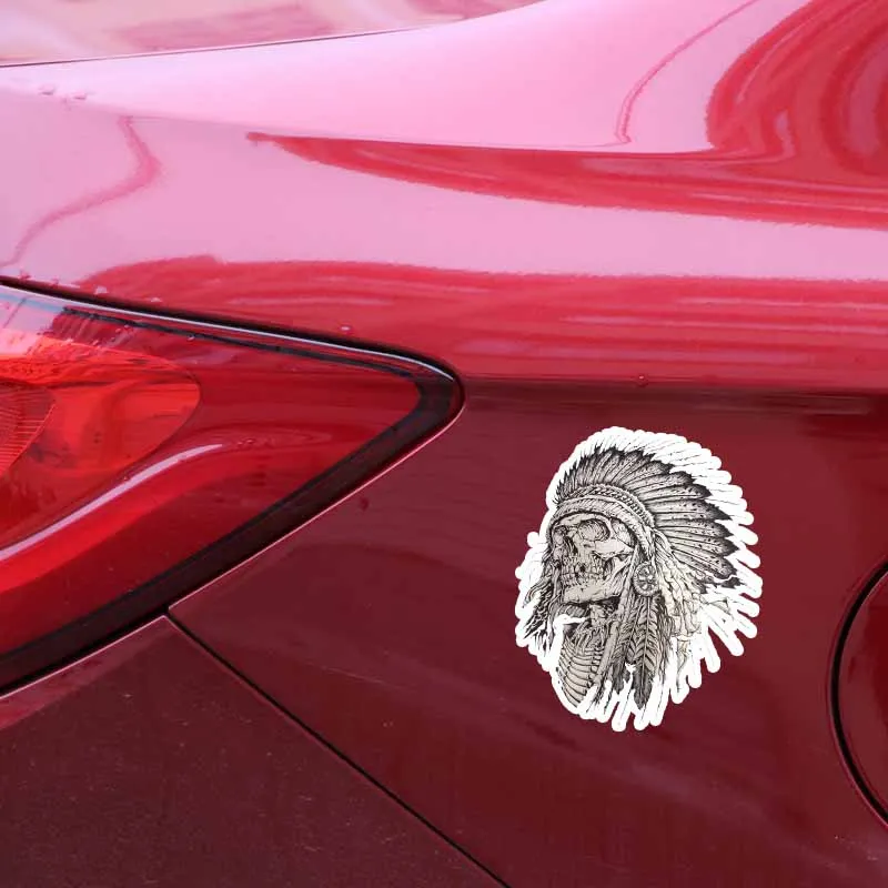 YJZT 10.6CM*13CM Indian Skull Head Car Sticker Decal - Personality Accessories 6-2611 image 6