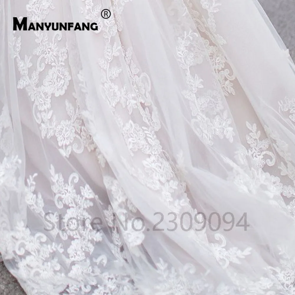 MANYUNFANG Половина Рукава vestidos novias boda V образным вырезом сексуальное wesele невесты свадебное платье трапециевидной формы Роскошные trouwjurken