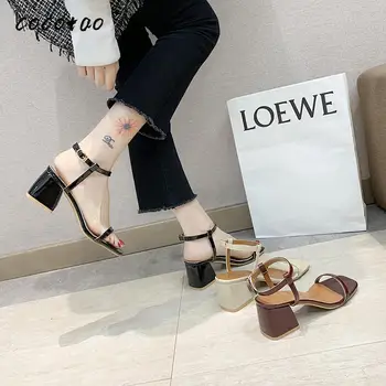 

Red Sandals Female Fairy Style 2020 New European Station Wild Spring And Summer Cheongsam Minimalist Fairy Thick Heels