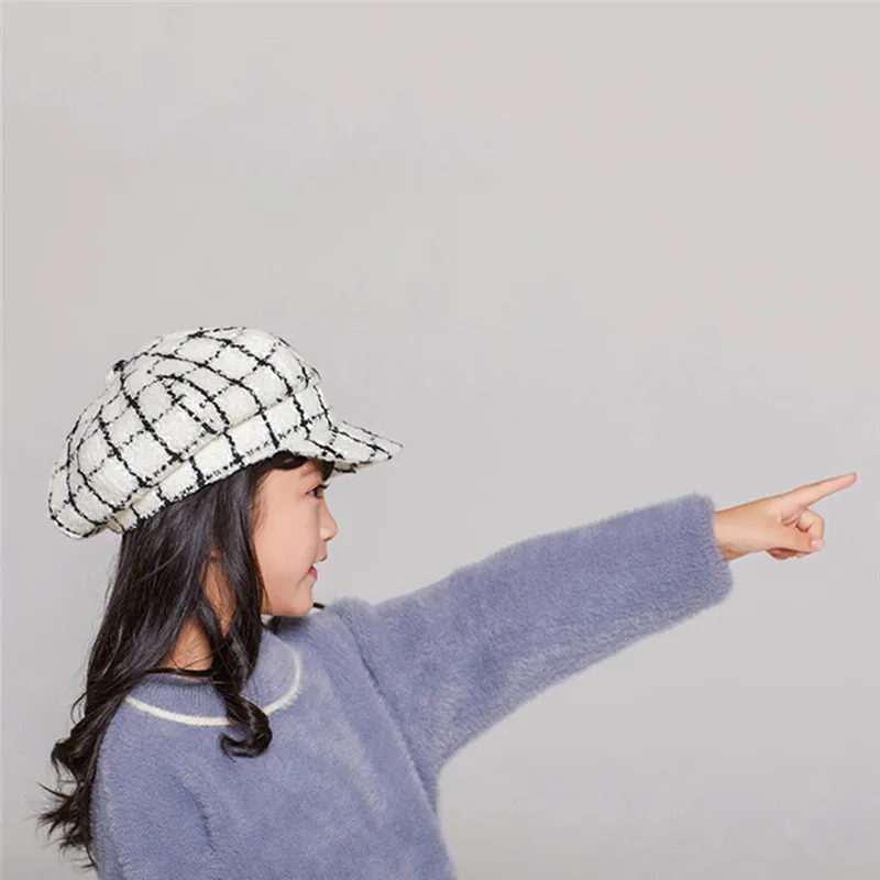Children's hat Kids Baby Girls Beret New Autumn And Plaid Winter Comfortable Breathable Cap #4j30 (3)